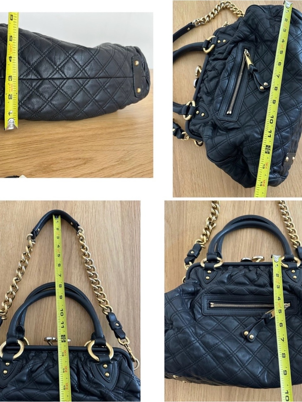 Marc Jacobs Stam Black Quilted Leather Kisslock Chain Shoulder Bag - Picture 4 of 12